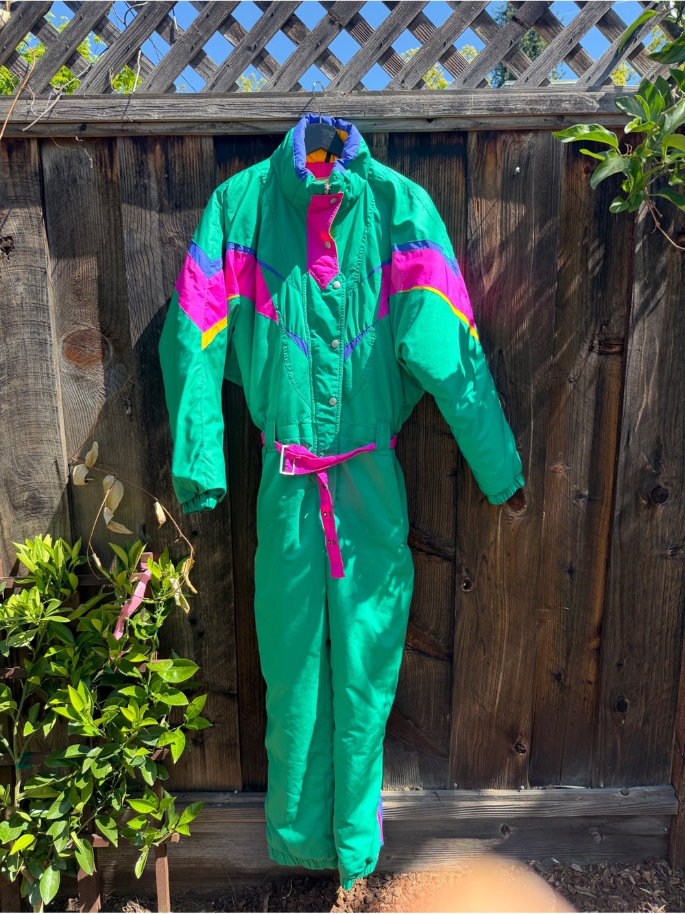 Vintage ski suit bright colorful embroidered retro